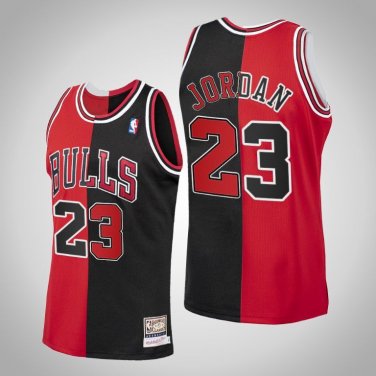 Chicago Bulls #23 Jordan  Split red + Black Jersey