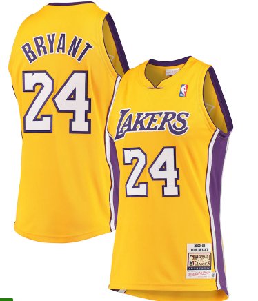 LA Lakers Kobe Bryant Gold Jersey