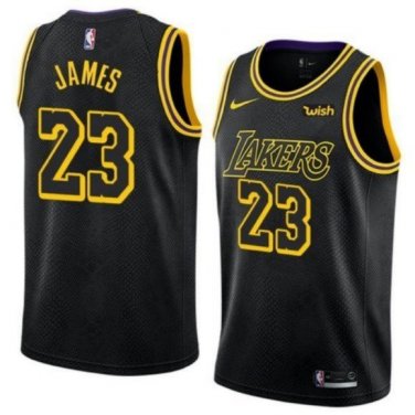 Men's Lakers LeBron James Black City Jersey
