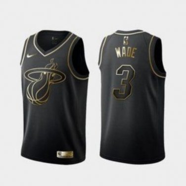 Miami Heat Dwyane Wade Black Gold Jersey