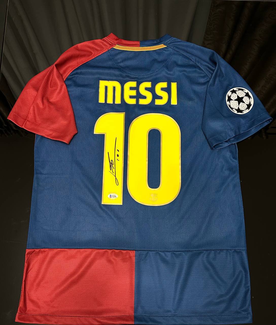 Jersey Lionel Messi Signed Barcelona Autographed Blue/Red BAS