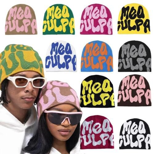 New 2026 MEA CULPA Alphabet Knit Beanie Hat