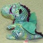 TY BEANIE BOOS DRAGON LOT 6" CINDER AND SAFFIRE GLITTER EYES GREEN BLUE STUFFED