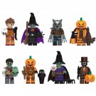 8pcs Halloween Scary Witch Hag Zombie Pumpkin Werewolf Minifigures Minifigs Toys