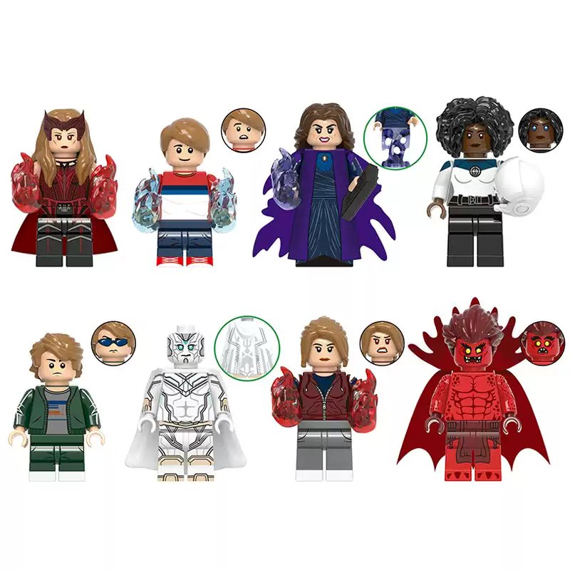 8Pcs Marvel TV Series Wanda Vision Minifigures Witch Agatha Mephisto Mini Blocks