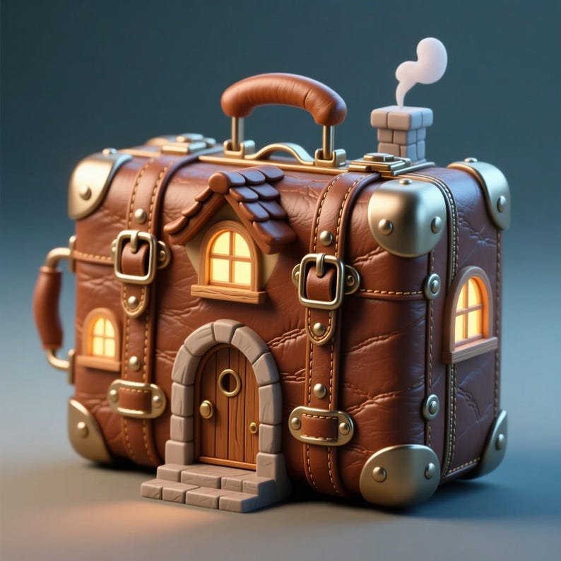Suitcase House 3D Print Model: Whimsical Fairy Tale Travel Bag STL File