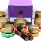 SOUND HEALING SINGING BOWL SET OF 7- ETCHING BOWLS NATURAL KASHA CHAKRA BOWLS