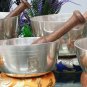 SINGING BOWL SET OF 7-CHAKRAS HEALING SOUND BOWLS-SILVER PLATED SINGING BOWL