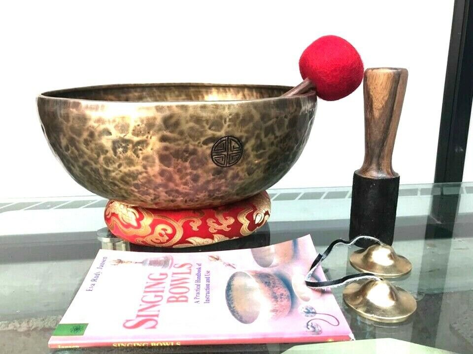 14 inch Full Moon singing bowl-Head Therapy Tibetan sound Bowls tingsha book