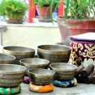 mantra carved  singing bowl set of 7 with gift box accessory Seven bowls set