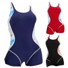 Womens Boyleg One Piece Swimsuit Racerback Athletic Sports Bathing Suit Swimwear