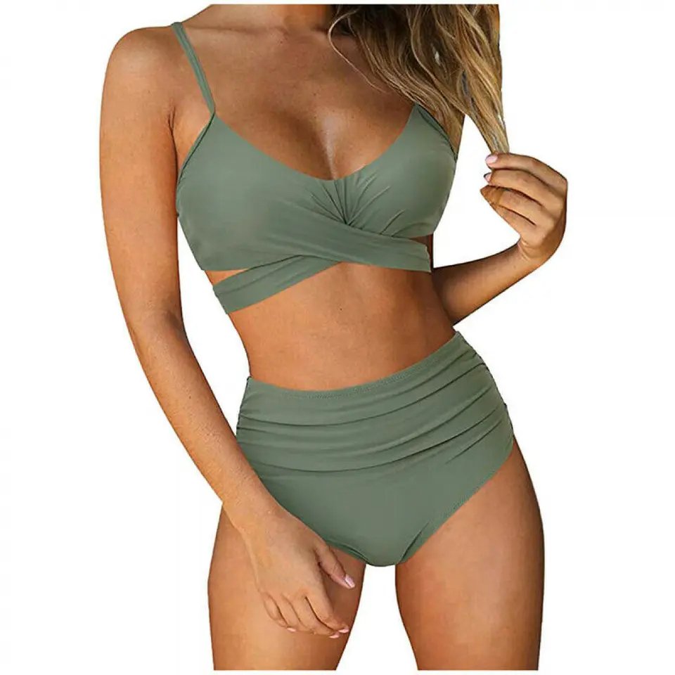 Women Tankini Set Bikini High Waist Swimsuit Bathing Suit Summer Beach Swimwear
