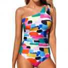 One Shoulder Color Block Swimsuit, Women's Size L, Multi NEW MSRP