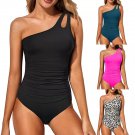 Women's One Piece Bathing Suit Tummy Control Swimwear One Shoulder Swimsuit