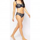 Navy Blue White Bandeau Underwired Padded Bikini Top & OR Bottoms
