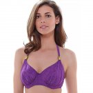 Women Plain Swim Bikini Gathered Halterneck Womens Swimwear