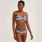 Women Swimwear Multicoloured Zigzag Twist Bandeau Bikini size 12