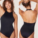 Women Swimwear Black High Neck One Piece Swimsuit Size Medium