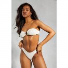 Women Swimwear Crinkle O Ring Bandeau Bikini Set