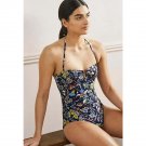 Swimsuit One Piece Costume: Navy Blue Floral Print