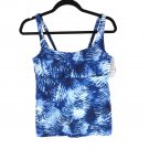 Chlorine Resistant Square Neck Underwire Tankini Swimsuit Top Blue