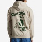Text Me When You Get Lonely Beige Print Fleece-Lined Hoodie