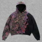 Retro Skull Graphic Print Black Hoodie