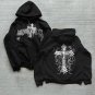 Street Cross Gothic Style Print Fleece-Lined Zipper Up Hoodie