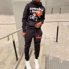 Retro Skull & Heart Graphic Print Hoodie Two Piece Set