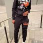 Retro Skull & Heart Graphic Print Hoodie Two Piece Set