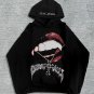 Vampire Cross Print Long Sleeve Fleece-Lined Hoodie