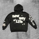 ""New Way Of Life"" Puff Print Long Sleeve Fleece-lined Hoodie