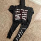 Contrast Slogan Double-Sided Printed Hooded Trousers Men'S Suit
