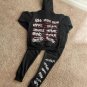 Contrast Slogan Double-Sided Printed Hooded Trousers Men'S Suit
