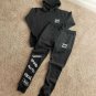 Contrast Slogan Double-Sided Printed Hooded Trousers Men'S Suit