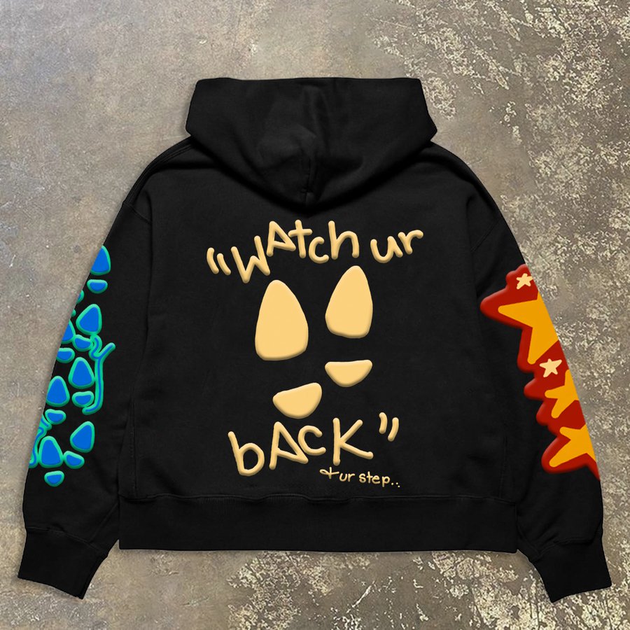 Watch Your Step Graphic Black Hoodie