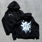 Love Cross Print Fleece-Lined Zipper Up Hoodie