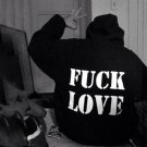 Fuck Love Print Loose Hoodie