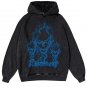 Flame Skull Casual Print Washed Hoodie