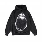 Shark Letter Print Washed Hoodie