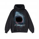 Statement Shark Print Washed Hoodie