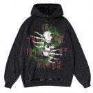 Personalized Skull Print Washed Hoodie