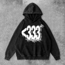 Contrast Color Personalized 333 Printed Washed Hoodie