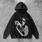Contrast Color Personalized Angel Girl Print Washed Hoodie