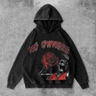 Contrast Color Personalized Street Skull Basketball Print Washed Hoodie
