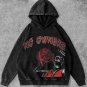 Contrast Color Personalized Street Skull Basketball Print Washed Hoodie