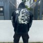 Black Vintage Pullover Hip-Hop Washed Casual Long Sleeve Fleece-lined Hoodie