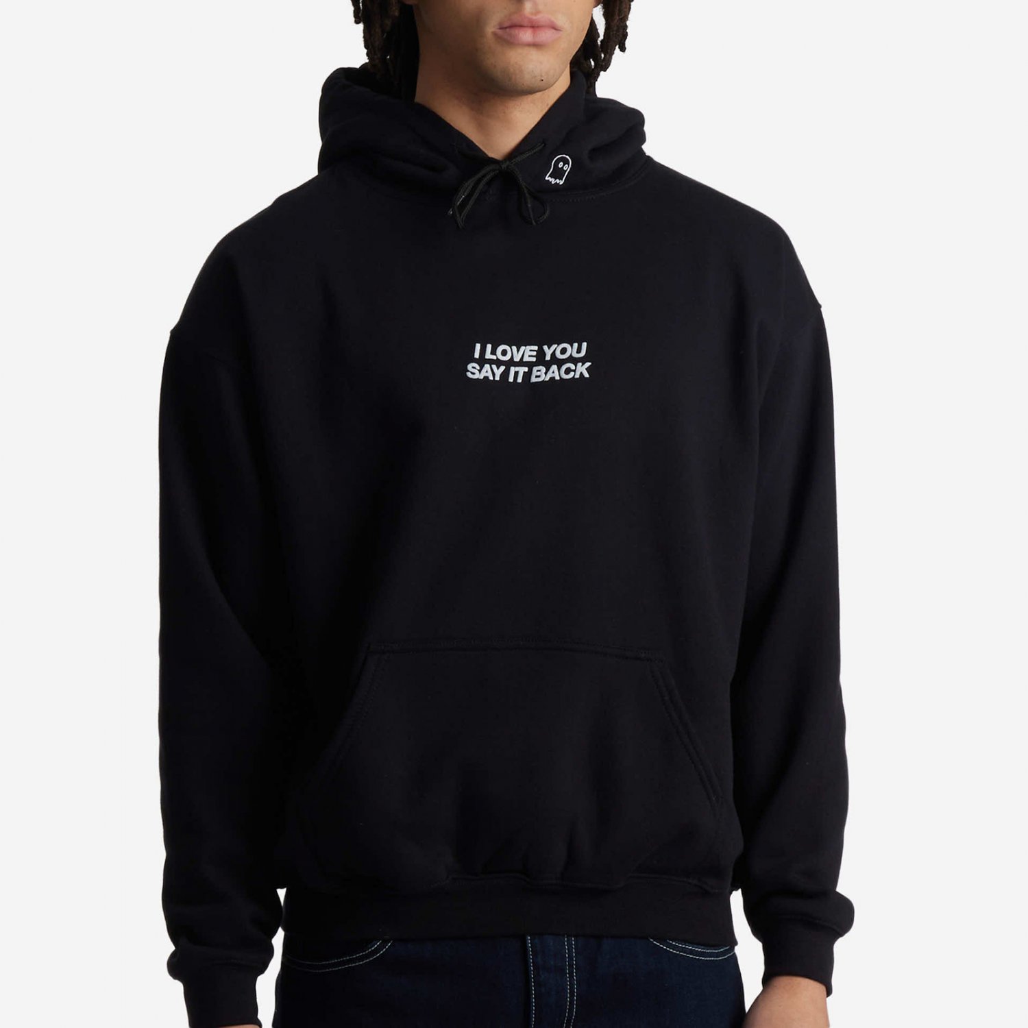 I Love You Say It Back Print Fleece-Lined Hoodie