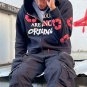 Street Contrast Color Cycle Print Men's Zip Hoodie