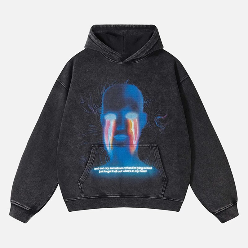 The Supermade Dark Style Hooded Loose Sweatshirt - 1697